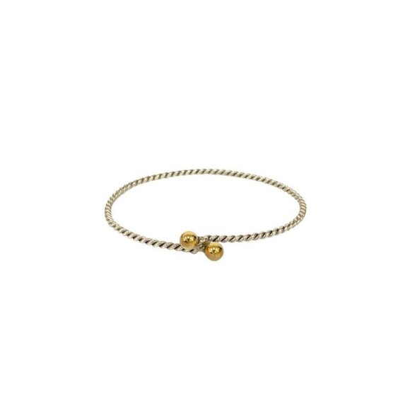 Tiffany & Co Twist Double Eye Bangle Silver 925 18K Gold Bracelet - Picture 5 of 6